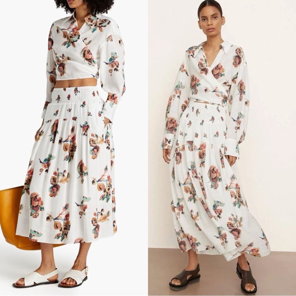 Vince Ikat 2 Piece Floral Skirt Set